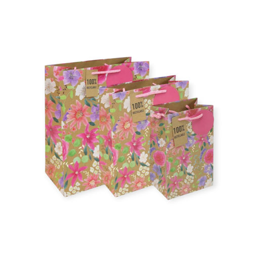 Picture of KRAFT FLORAL GIFT BAG